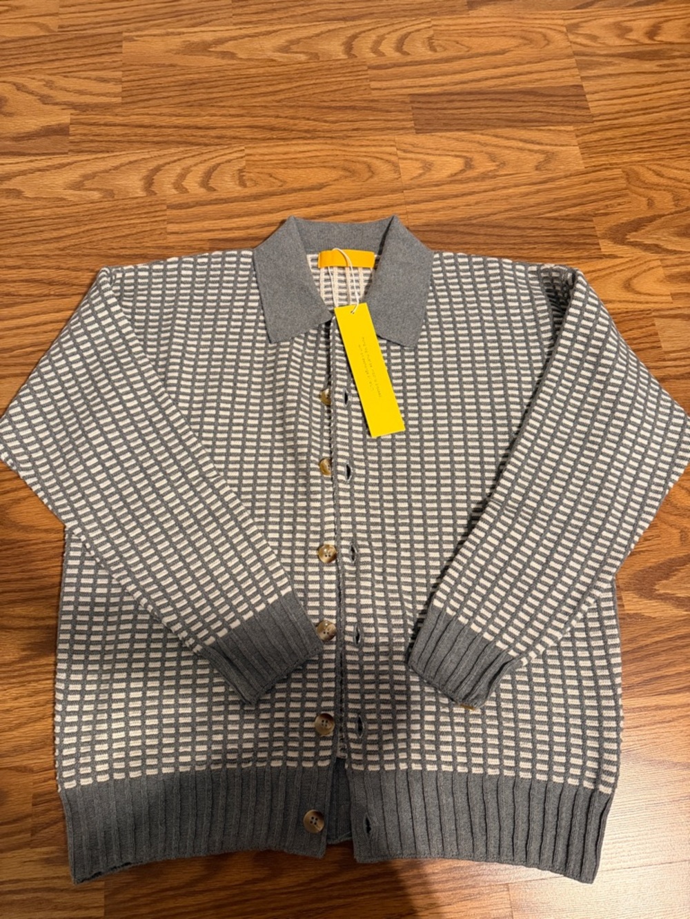 Yellow Label Co Checkers Cardigan Heather-Grey